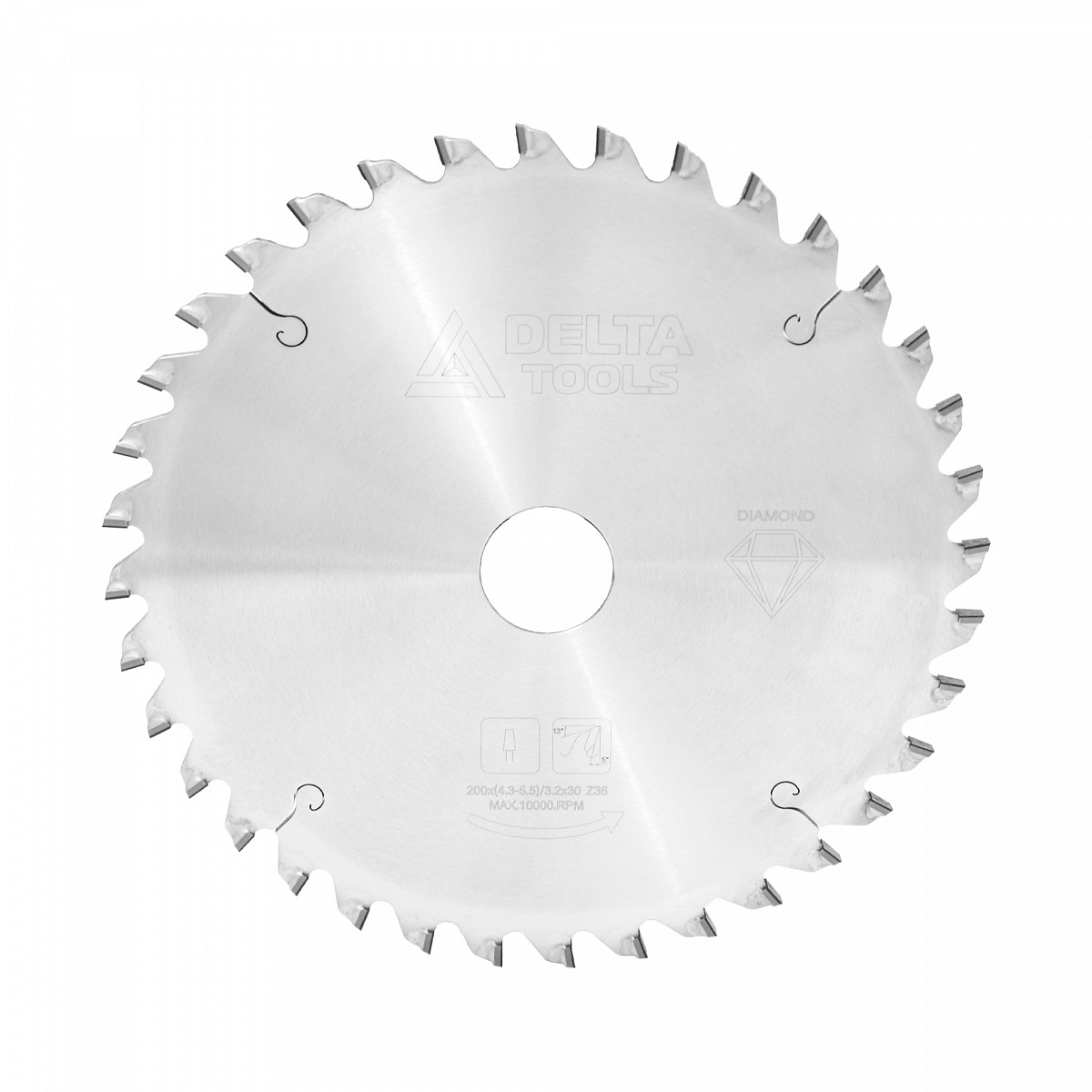 Пила подрезная DELTA TOOLS алмазная коническая 200x30x4.3/5.5x36T